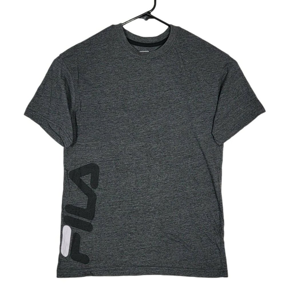 Fila T-Shirt Mens M Gray Crewneck Short Sleeve Pullover Sports Big Logo Tee